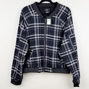 CCX by City Chic Women's Size 18 M Black Gray Plaid Check Bomber Jacket